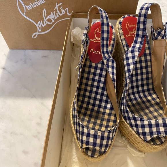 CHRISTIAN LOUBOUTIN
Blue/White Gingham Canvas Menorca 130 Espadrille - Picture 6 of 6